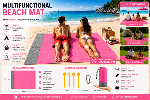 Palmora™ | Tapis de plage anti-sable imperméable